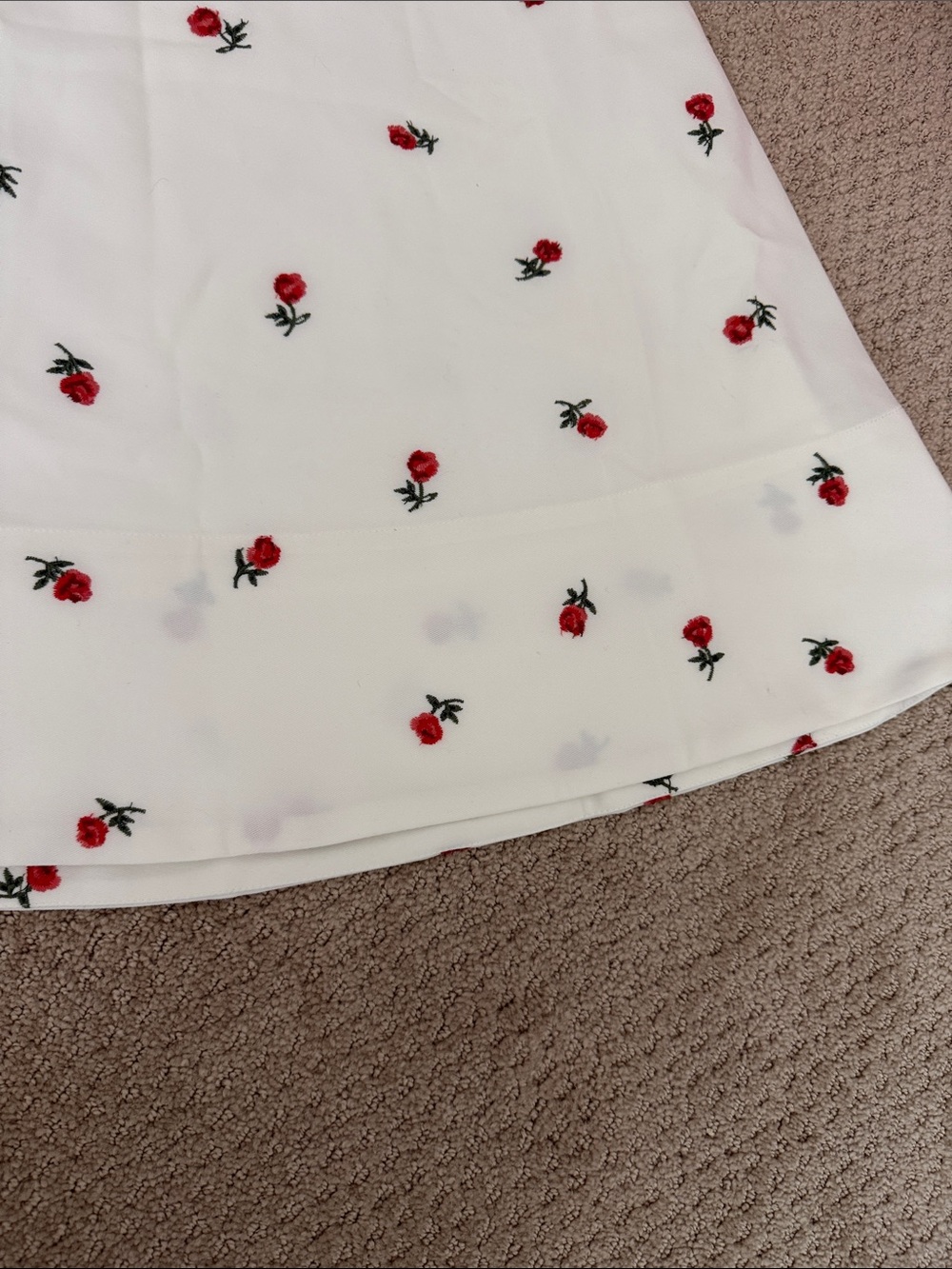 For Love & Lemons White Midi Skirt with Red Rose Embroidery - Picture 11 of 11